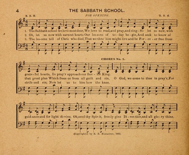 Sabbath Carols: a compilation of original, new, and beautiful music specially adapted for the Sabbath School (also an excellent book for Praise Meetings, Social Gatherings, and the Home Circle) page 4