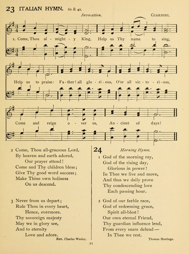 School and College Hymnal: a collection of hymns and of selections for responsive readings page 21