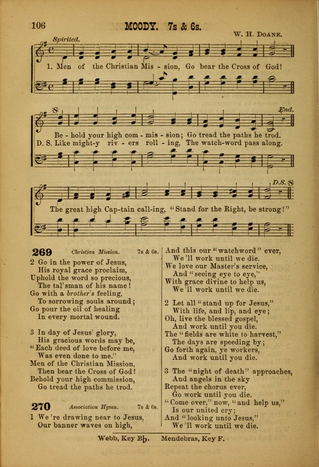 Songs of Devotion for Christian Assocations: a collection of psalms, hymns, spiritual songs, with music for chuch services, prayer and conference meetings, religious conventions, and family worship. page 106