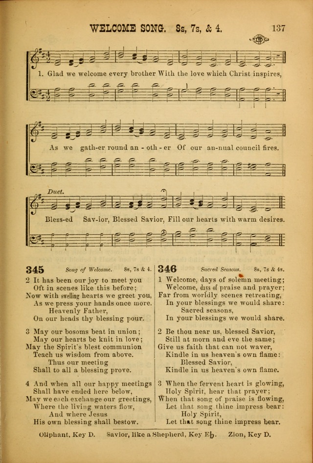Songs of Devotion for Christian Assocations: a collection of psalms, hymns, spiritual songs, with music for chuch services, prayer and conference meetings, religious conventions, and family worship. page 137