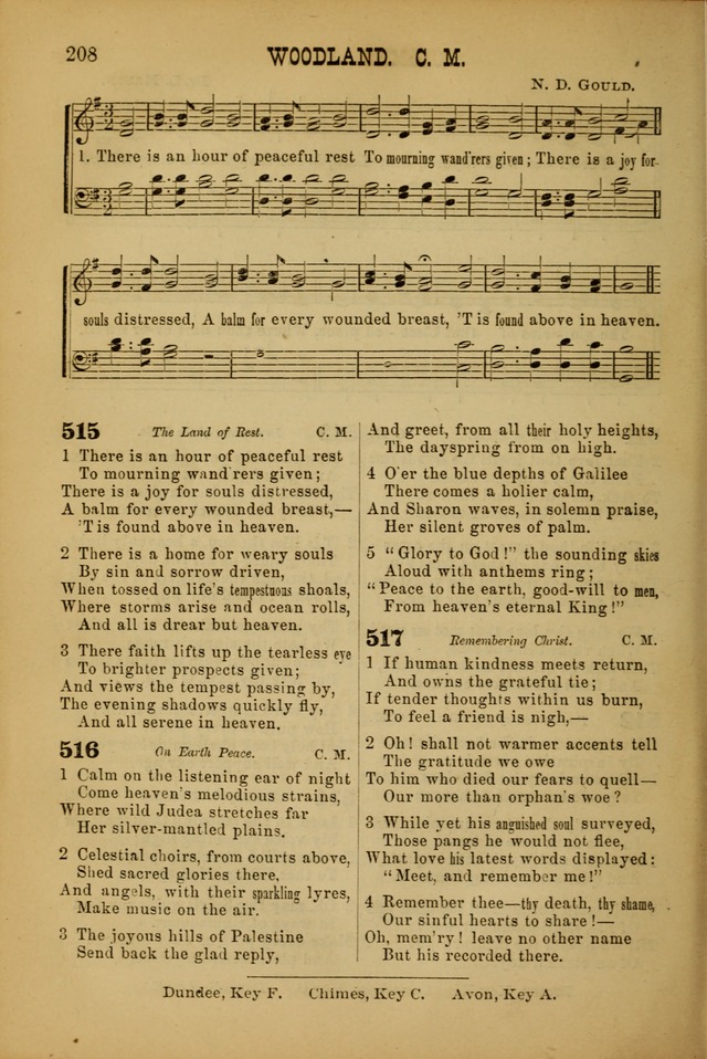 Songs of Devotion for Christian Assocations: a collection of psalms, hymns, spiritual songs, with music for chuch services, prayer and conference meetings, religious conventions, and family worship. page 208