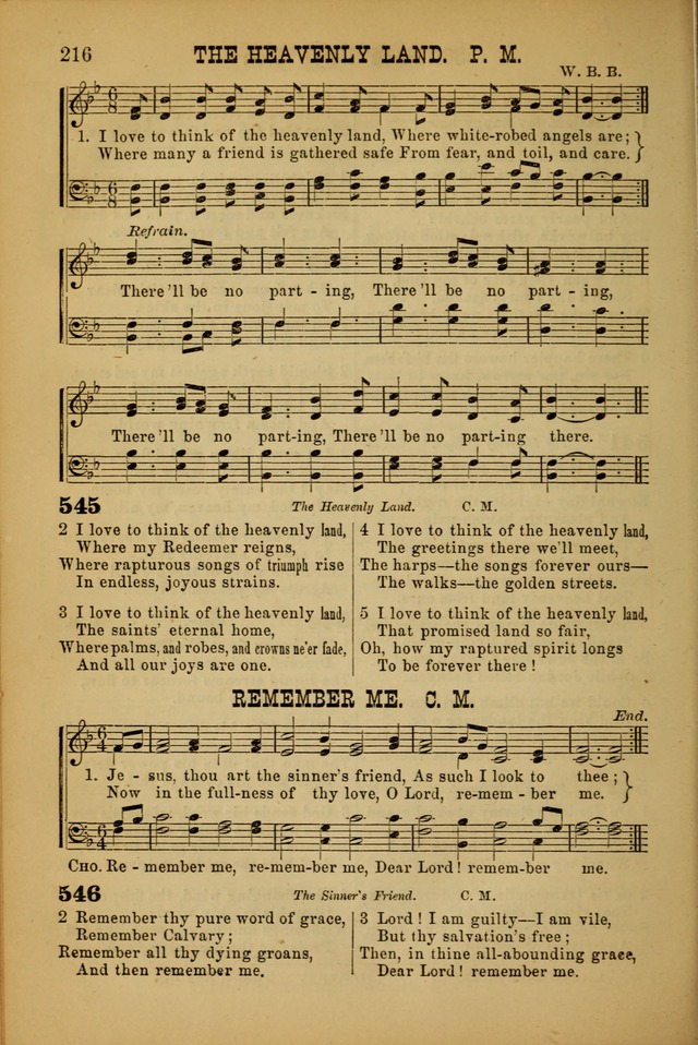 Songs of Devotion for Christian Assocations: a collection of psalms, hymns, spiritual songs, with music for chuch services, prayer and conference meetings, religious conventions, and family worship. page 216