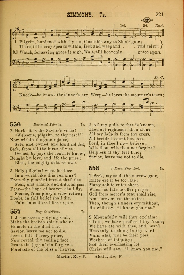 Songs of Devotion for Christian Assocations: a collection of psalms, hymns, spiritual songs, with music for chuch services, prayer and conference meetings, religious conventions, and family worship. page 221