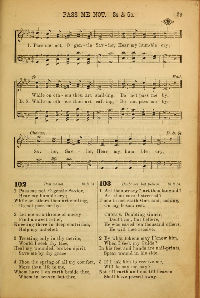 Songs of Devotion for Christian Assocations: a collection of psalms, hymns, spiritual songs, with music for chuch services, prayer and conference meetings, religious conventions, and family worship. page 39