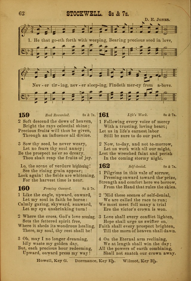Songs of Devotion for Christian Assocations: a collection of psalms, hymns, spiritual songs, with music for chuch services, prayer and conference meetings, religious conventions, and family worship. page 62