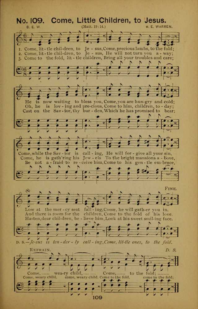 Songs of the Evening Light: for Sunday schools, missionary and revival meetings and gospel work in general page 109