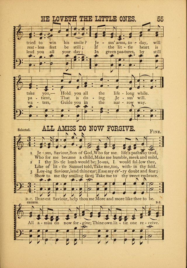 Silvery Echoes of Praise and Prayer: a collection of hymns and music, expecially adapted for children and youths in the primary and intermediate departments of the Sunday-school page 55