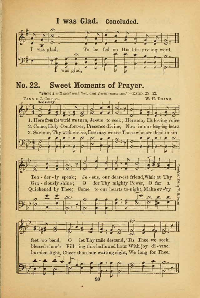 Select Gems: a choice collection of popular hymns and music for use in prayer meetings, the home and Sunday schools page 23