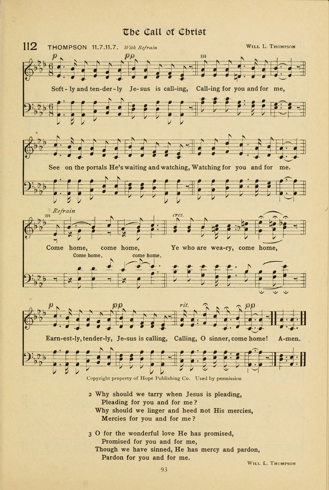 The School Hymnal: a book of worship for young people page 93