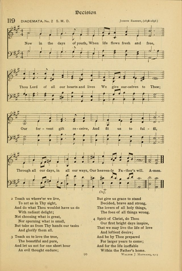 The School Hymnal: a book of worship for young people page 99