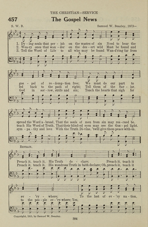 Service Hymnal: with responsive readings, appropriate for all Protestant religious activities page 376