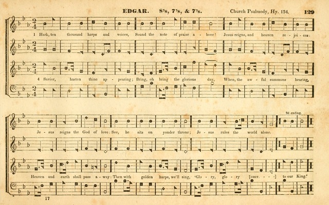 The Sacred Harp or Eclectic Harmony: a collection of church music, consisting of a great variety of psalm and hymn tunes, anthems, sacred songs and chants...(New ed., Rev. and Corr.) page 129