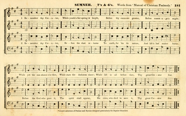 The Sacred Harp or Eclectic Harmony: a collection of church music, consisting of a great variety of psalm and hymn tunes, anthems, sacred songs and chants...(New ed., Rev. and Corr.) page 181