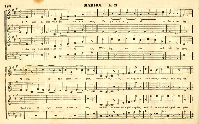 The Sacred Harp or Eclectic Harmony: a collection of church music, consisting of a great variety of psalm and hymn tunes, anthems, sacred songs and chants...(New ed., Rev. and Corr.) page 182