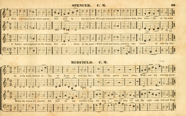 The Sacred Harp or Eclectic Harmony: a collection of church music, consisting of a great variety of psalm and hymn tunes, anthems, sacred songs and chants...(New ed., Rev. and Corr.) page 69