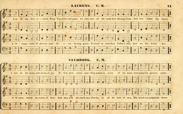 The Sacred Harp or Eclectic Harmony: a collection of church music, consisting of a great variety of psalm and hymn tunes, anthems, sacred songs and chants...(New ed., Rev. and Corr.) page 71