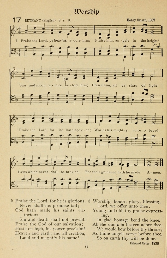The Sanctuary Hymnal, published by Order of the General Conference of the United Brethren in Christ page 13