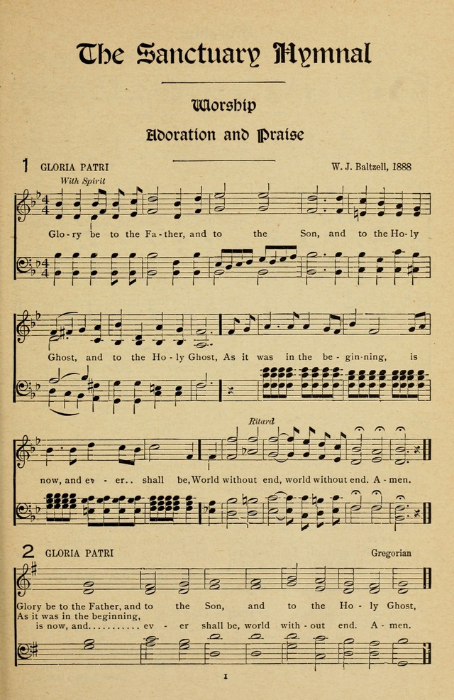 The Sanctuary Hymnal, published by Order of the General Conference of the United Brethren in Christ page 2