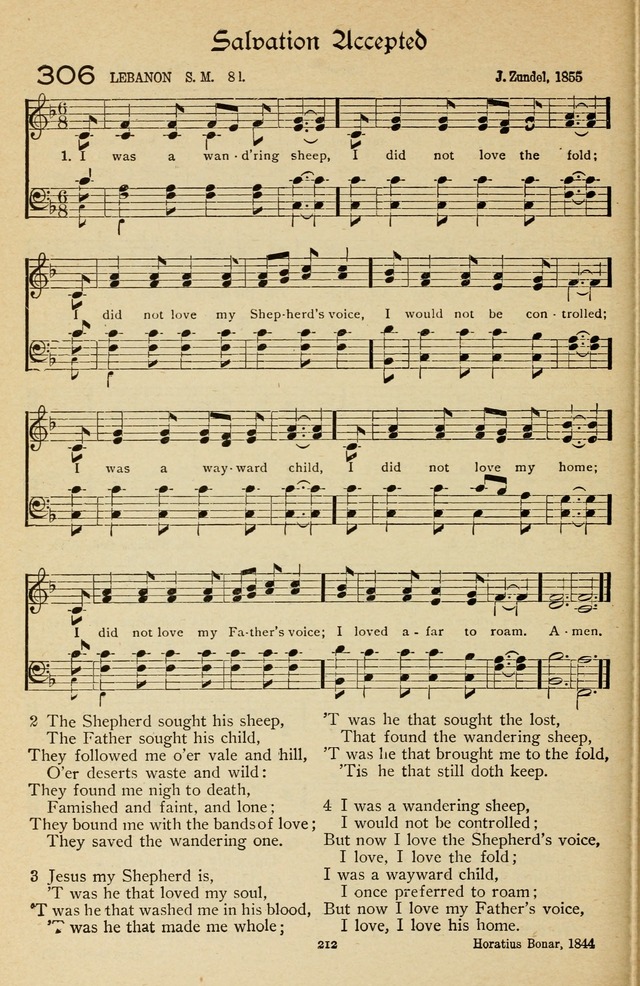 The Sanctuary Hymnal, published by Order of the General Conference of the United Brethren in Christ page 213