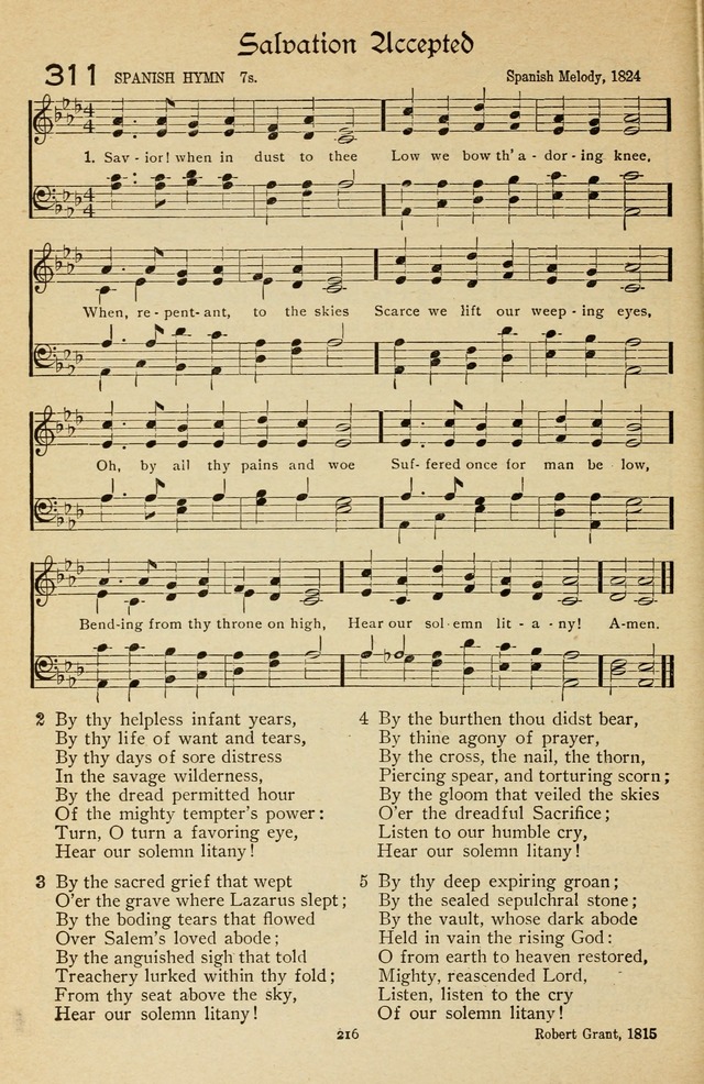 The Sanctuary Hymnal, published by Order of the General Conference of the United Brethren in Christ page 217