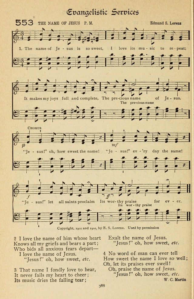 The Sanctuary Hymnal, published by Order of the General Conference of the United Brethren in Christ page 389