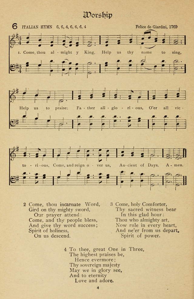 The Sanctuary Hymnal, published by Order of the General Conference of the United Brethren in Christ page 5