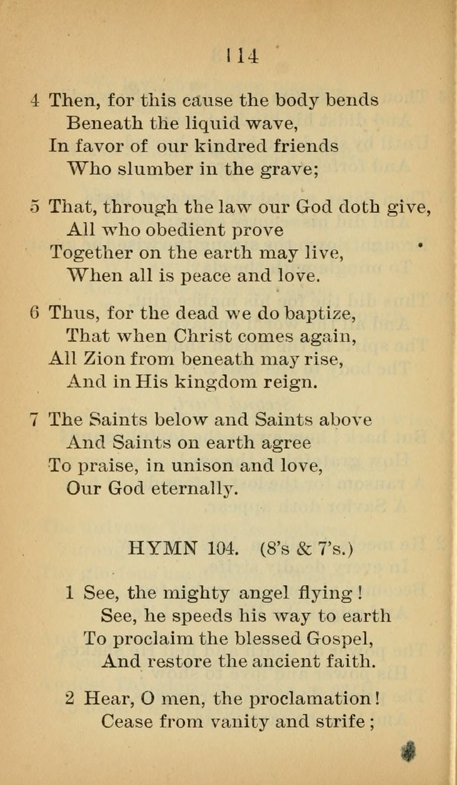 Sacred Hymns and Spiritual Songs for the Church of Jesus Christ of Latter-Day Saints (20th ed.) page 114