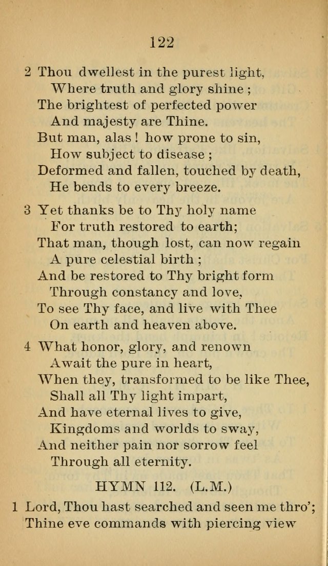 Sacred Hymns and Spiritual Songs for the Church of Jesus Christ of Latter-Day Saints (20th ed.) page 122