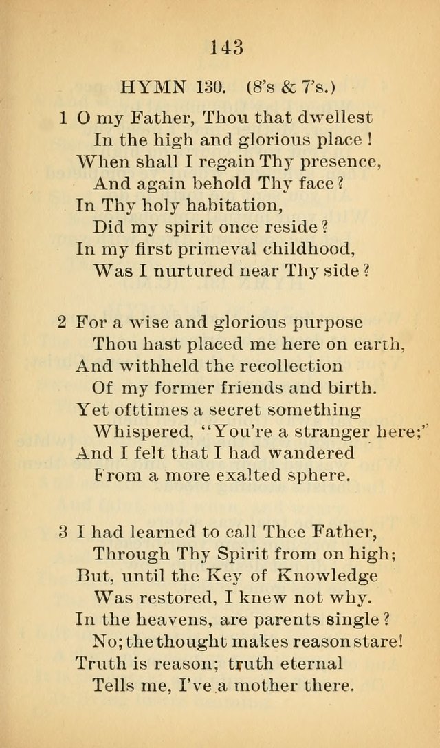 Sacred Hymns and Spiritual Songs for the Church of Jesus Christ of Latter-Day Saints (20th ed.) page 143