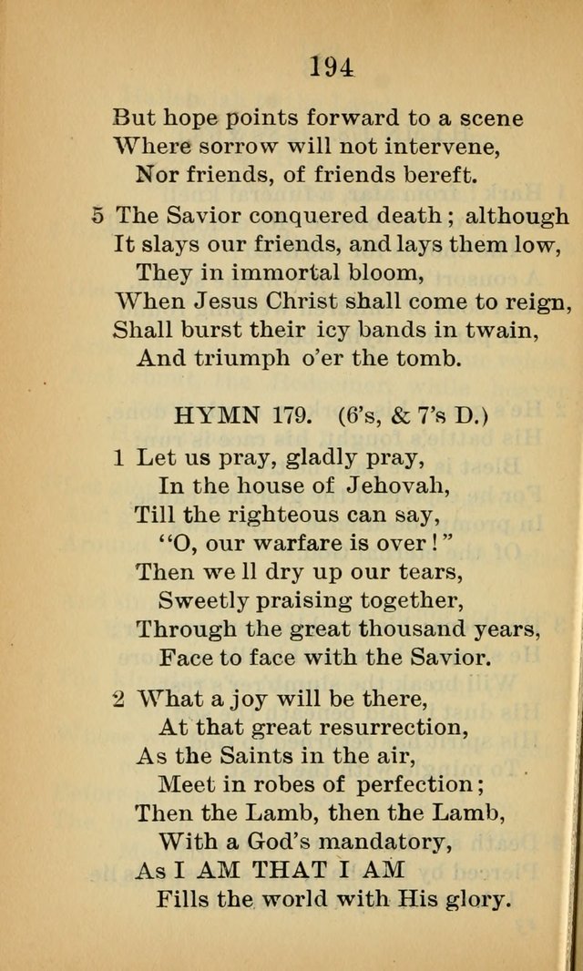 Sacred Hymns and Spiritual Songs for the Church of Jesus Christ of Latter-Day Saints (20th ed.) page 194
