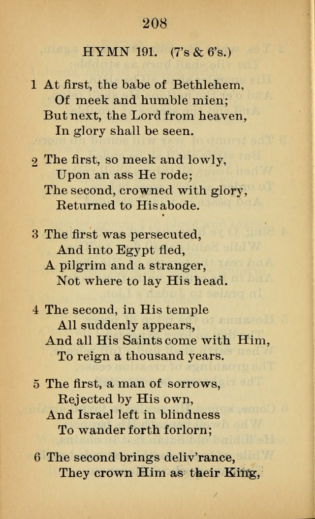 Sacred Hymns and Spiritual Songs for the Church of Jesus Christ of Latter-Day Saints (20th ed.) page 208