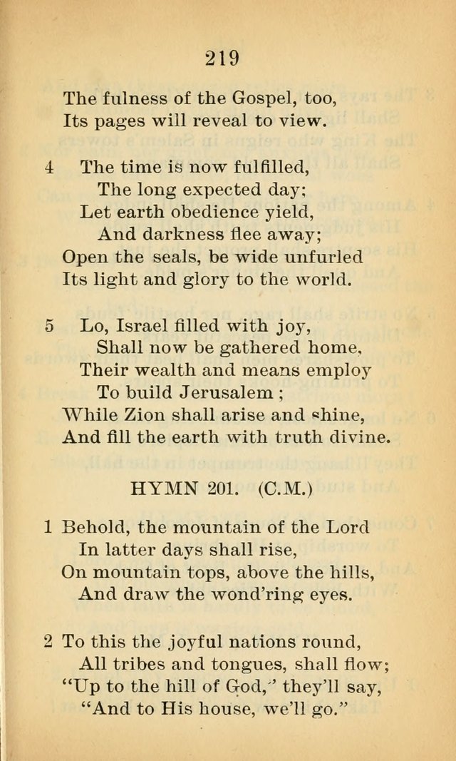 Sacred Hymns and Spiritual Songs for the Church of Jesus Christ of Latter-Day Saints (20th ed.) page 219