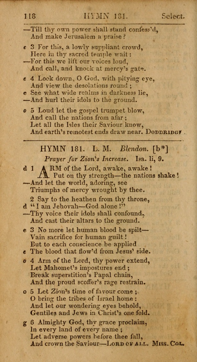 Select Hymns: the third part of Christian Psalmody; with directions for musical expression (Stereotype ed.) page 118