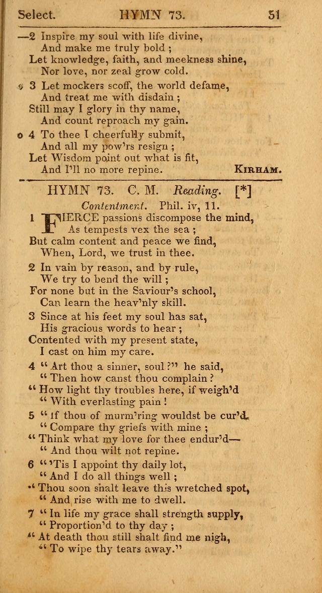 Select Hymns: the third part of Christian Psalmody; with directions for musical expression (Stereotype ed.) page 51