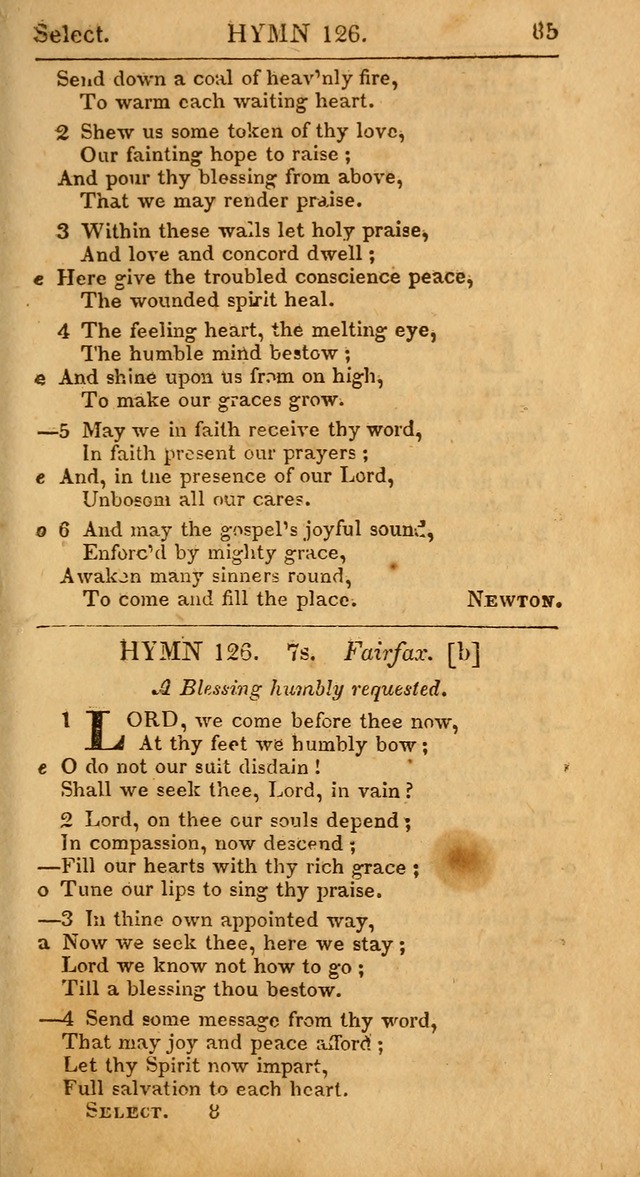 Select Hymns: the third part of Christian Psalmody; with directions for musical expression (Stereotype ed.) page 85