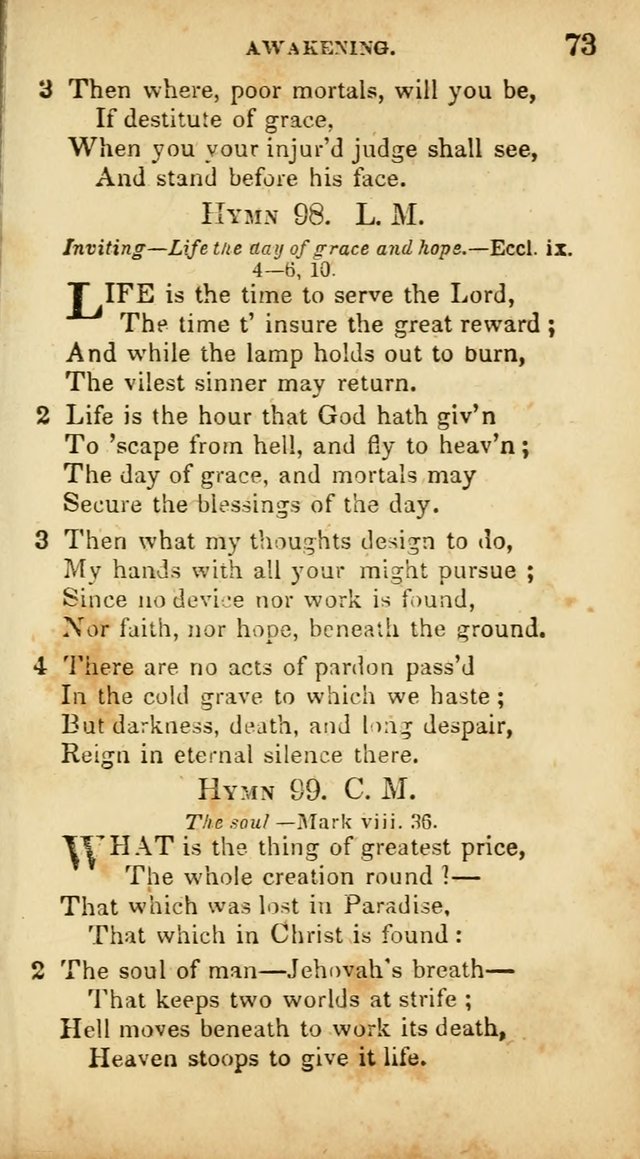 A Selection of Hymns for the Use of Social Religious Meetings and for Private Devotions. 7th ed. page 73