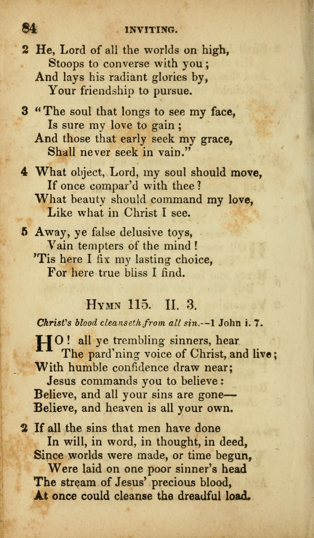 A Selection of Hymns for the Use of Social Religious Meetings and for Private Devotions. 7th ed. page 84
