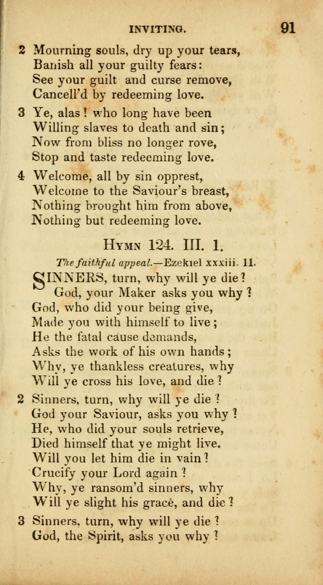 A Selection of Hymns for the Use of Social Religious Meetings and for Private Devotions. 7th ed. page 91