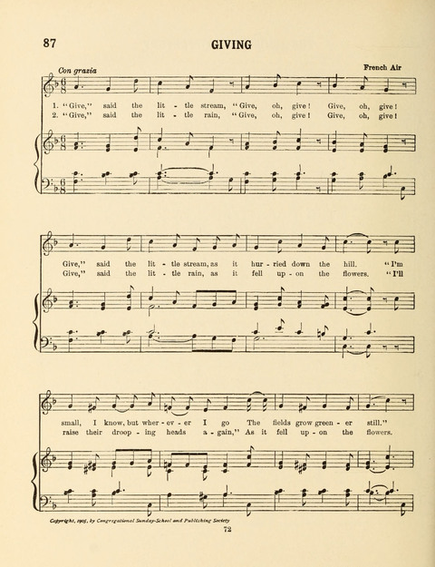 Songs for Little People: for use in the Sunday-School, the Kindergarten and the Home page 72