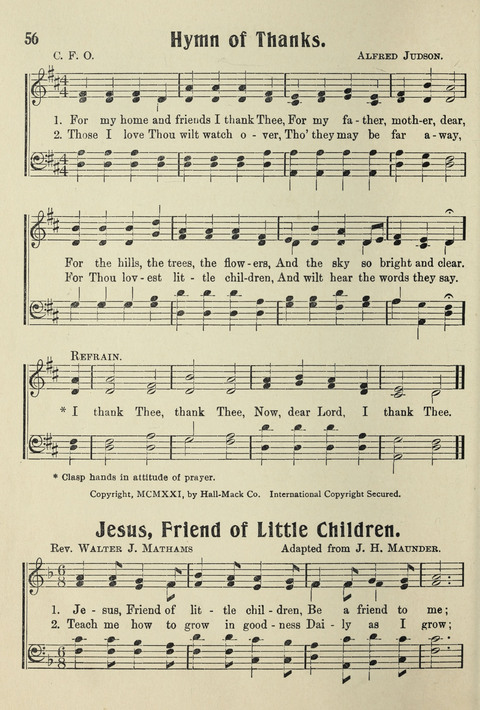 Songs for Little Singers No. 3: for primary departments of Sunday Schools page 54