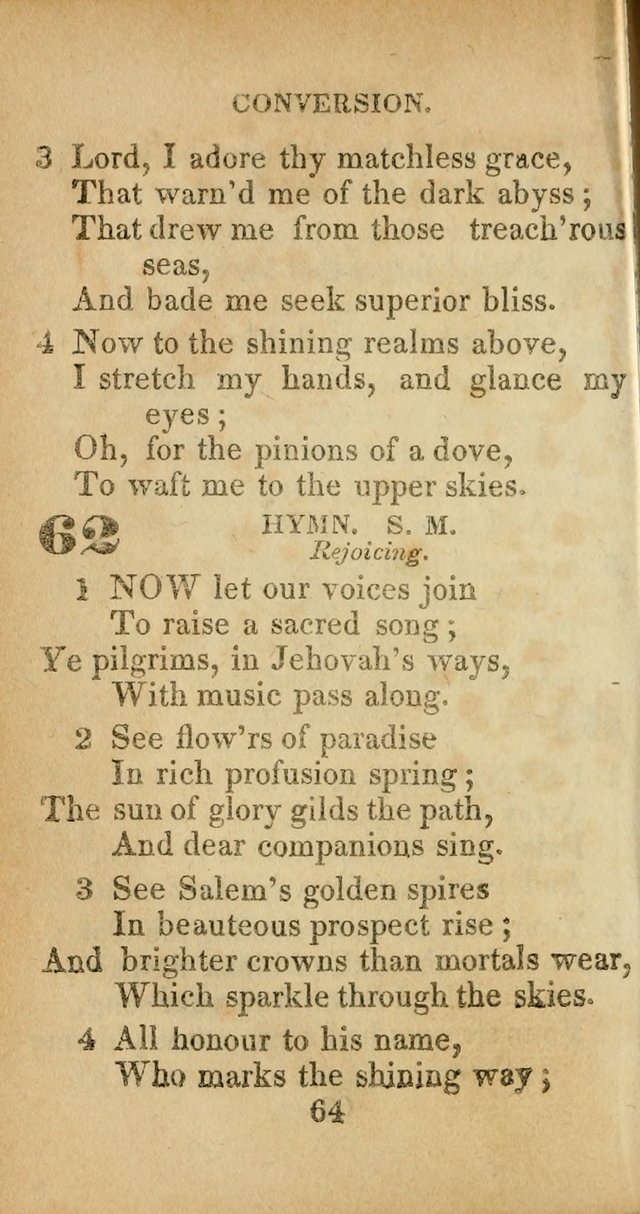Sacred lyrics, or Select hymns: particularly adapted to revivals of religion, and intended as a supplement to Watts.  page 64