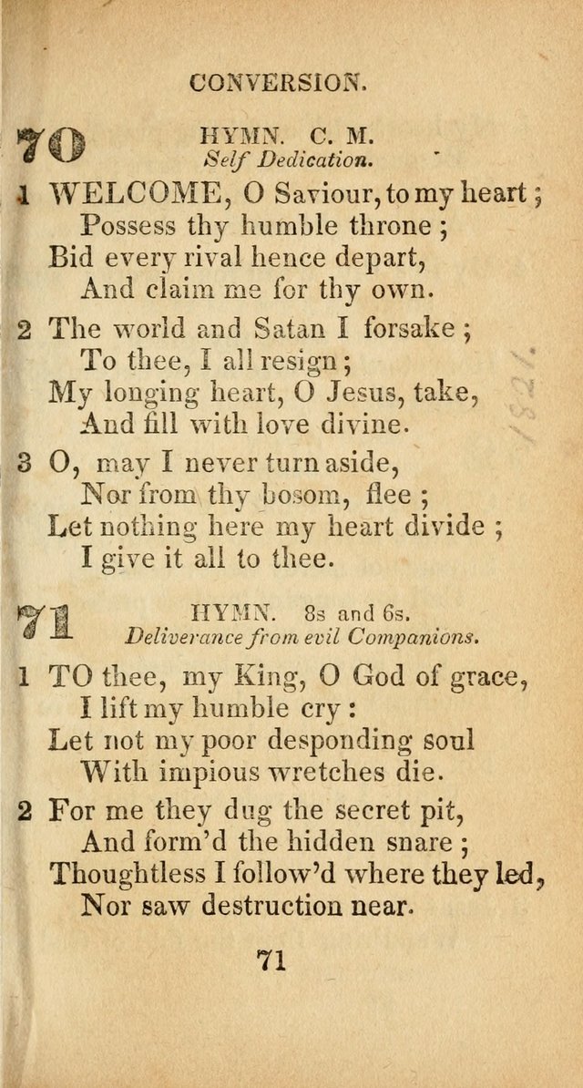 Sacred lyrics, or Select hymns: particularly adapted to revivals of religion, and intended as a supplement to Watts.  page 71