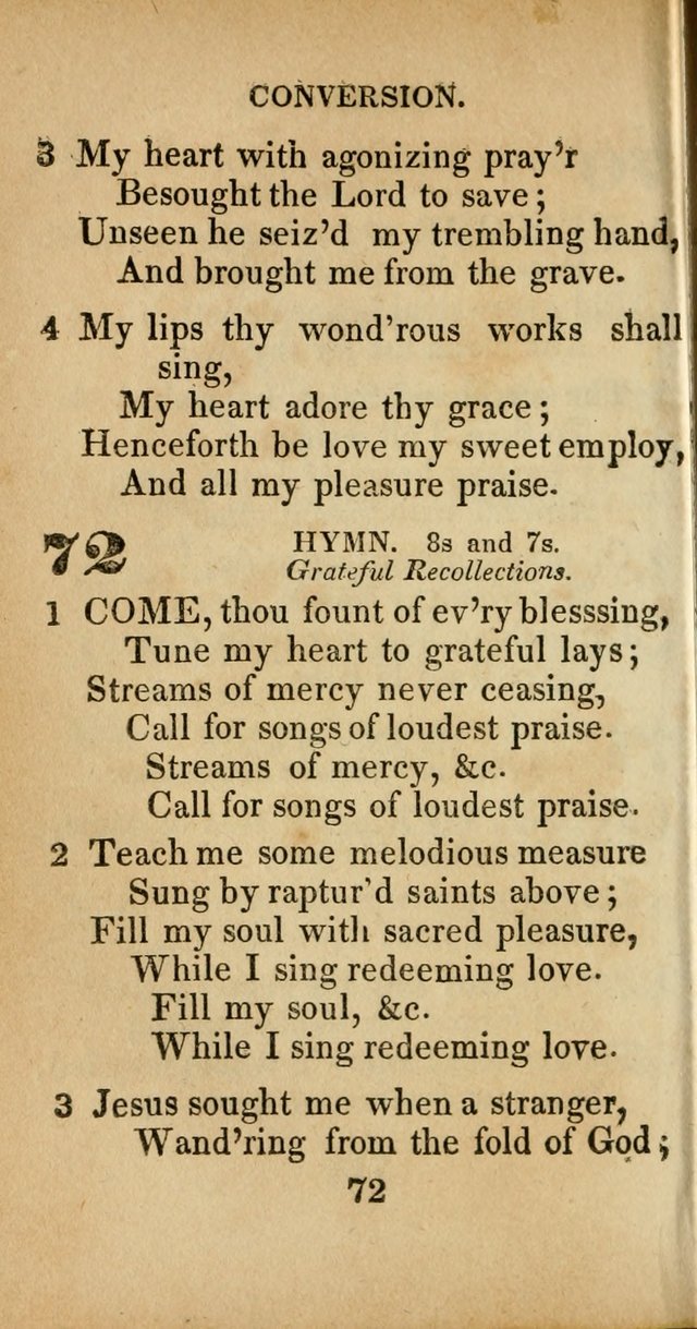 Sacred lyrics, or Select hymns: particularly adapted to revivals of religion, and intended as a supplement to Watts.  page 72