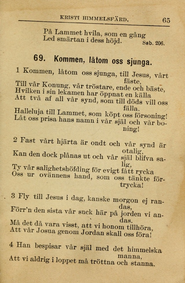 Söndagsskolbok: innehållande liturgi och sånger för söndagsskolan (Omarbetad uppl.) page 65