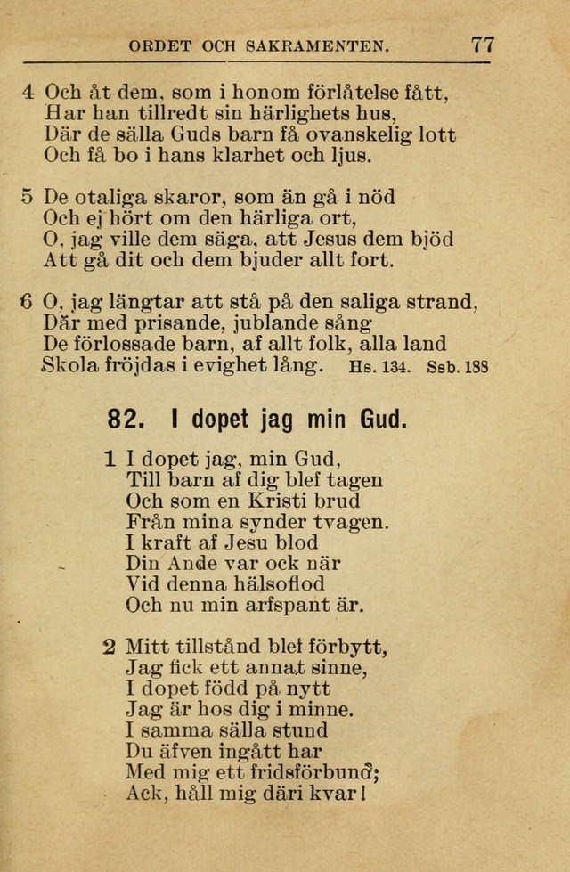 Söndagsskolbok: innehållande liturgi och sånger för söndagsskolan (Omarbetad uppl.) page 77