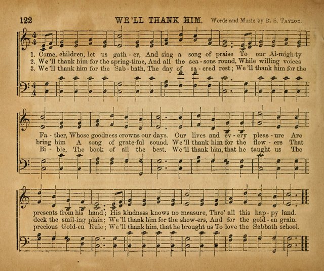 Sabbath School Bell No. 2: a superior collection of choice tunes, newly arranged and composed, and a large number of excellent hymns written expressly for this work, which are well adapted for...      page 122
