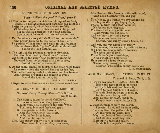 Sabbath School Bell No. 2: a superior collection of choice tunes, newly arranged and composed, and a large number of excellent hymns written expressly for this work, which are well adapted for...      page 138