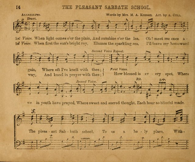 Sabbath School Bell No. 2: a superior collection of choice tunes, newly arranged and composed, and a large number of excellent hymns written expressly for this work, which are well adapted for...      page 14