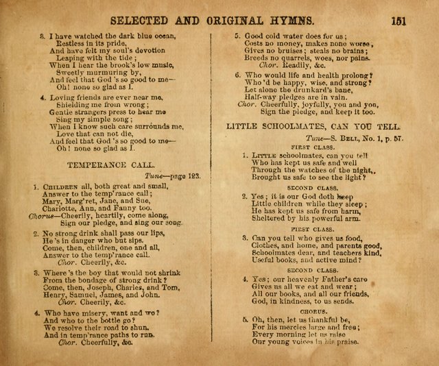 Sabbath School Bell No. 2: a superior collection of choice tunes, newly arranged and composed, and a large number of excellent hymns written expressly for this work, which are well adapted for...      page 151