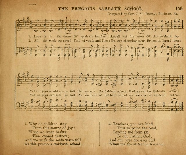 Sabbath School Bell No. 2: a superior collection of choice tunes, newly arranged and composed, and a large number of excellent hymns written expressly for this work, which are well adapted for...      page 159